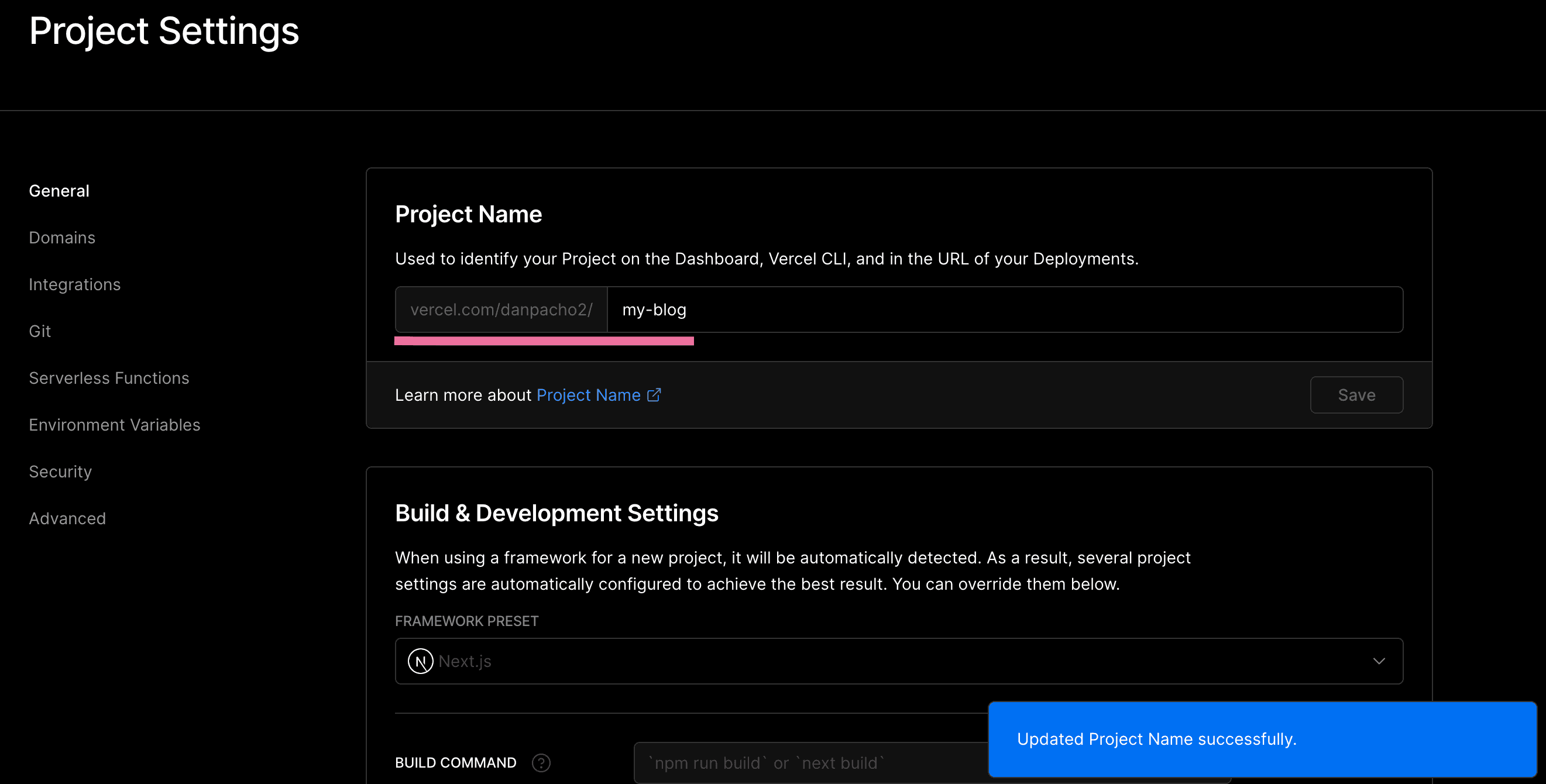 change project name
