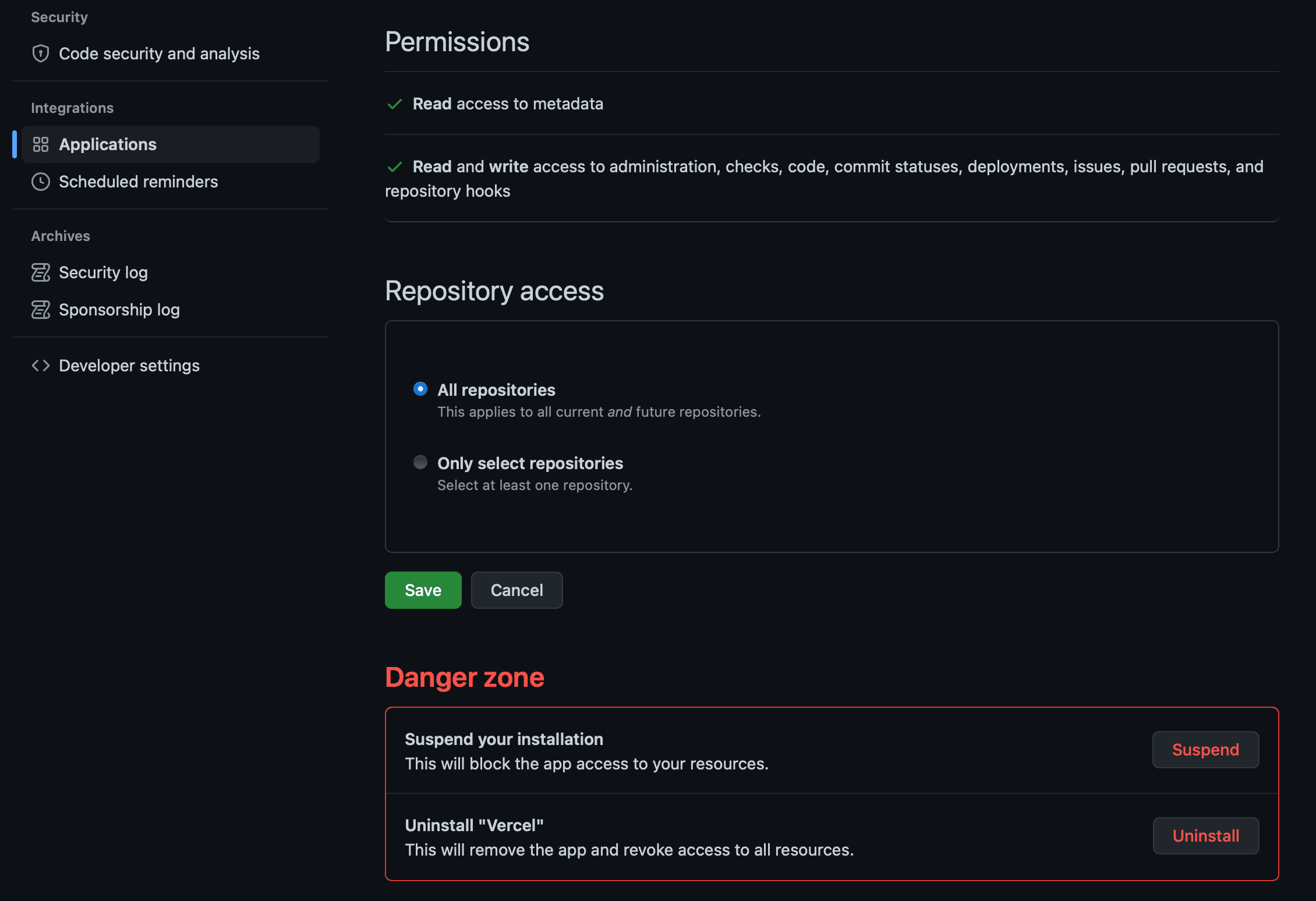github setting